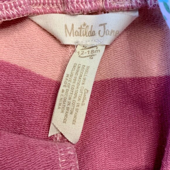 MATILDA JANE Striped Overalls Girls 12-18 Mos Pink Stripes Floral Ruffles Romper - Picture 9 of 11